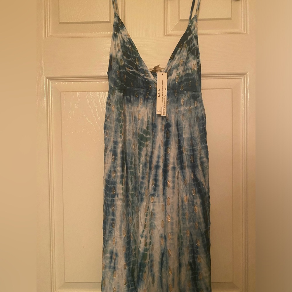 Teal Tie dye maxi dress size Small. NWT